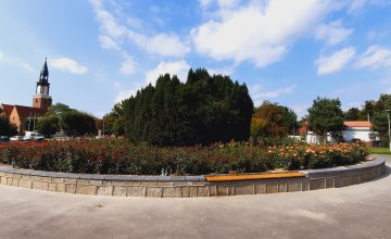 Zakończenie renowacji kamiennego obramowania różanecznika 